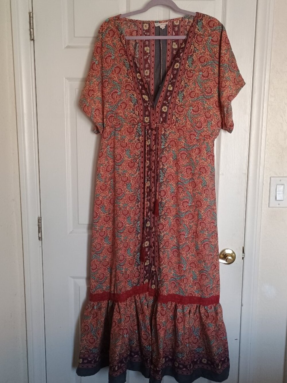 EUC Anthropologie Boemo Boho Floral Maxi Tiered Dress Size M